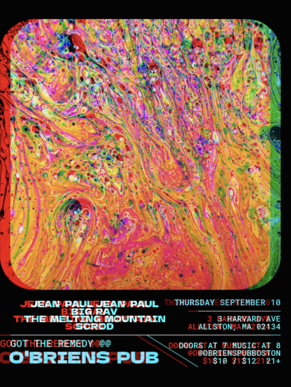 Jean Paul Jean Paul / Big Rav / Scrod / The Melting Mountain artwork from O'Brien's Pub